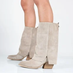 Fanny - Stivali Con Gambale Risvoltato Vera Pelle Made In Italy