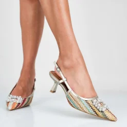 Manon - Decollette Slingback Placca Perle